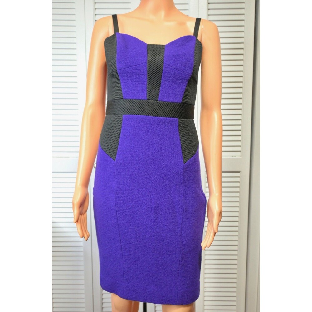 Alfani Purple Black Colorblock Sheath Dress Strappy Bodycon Women Size 4